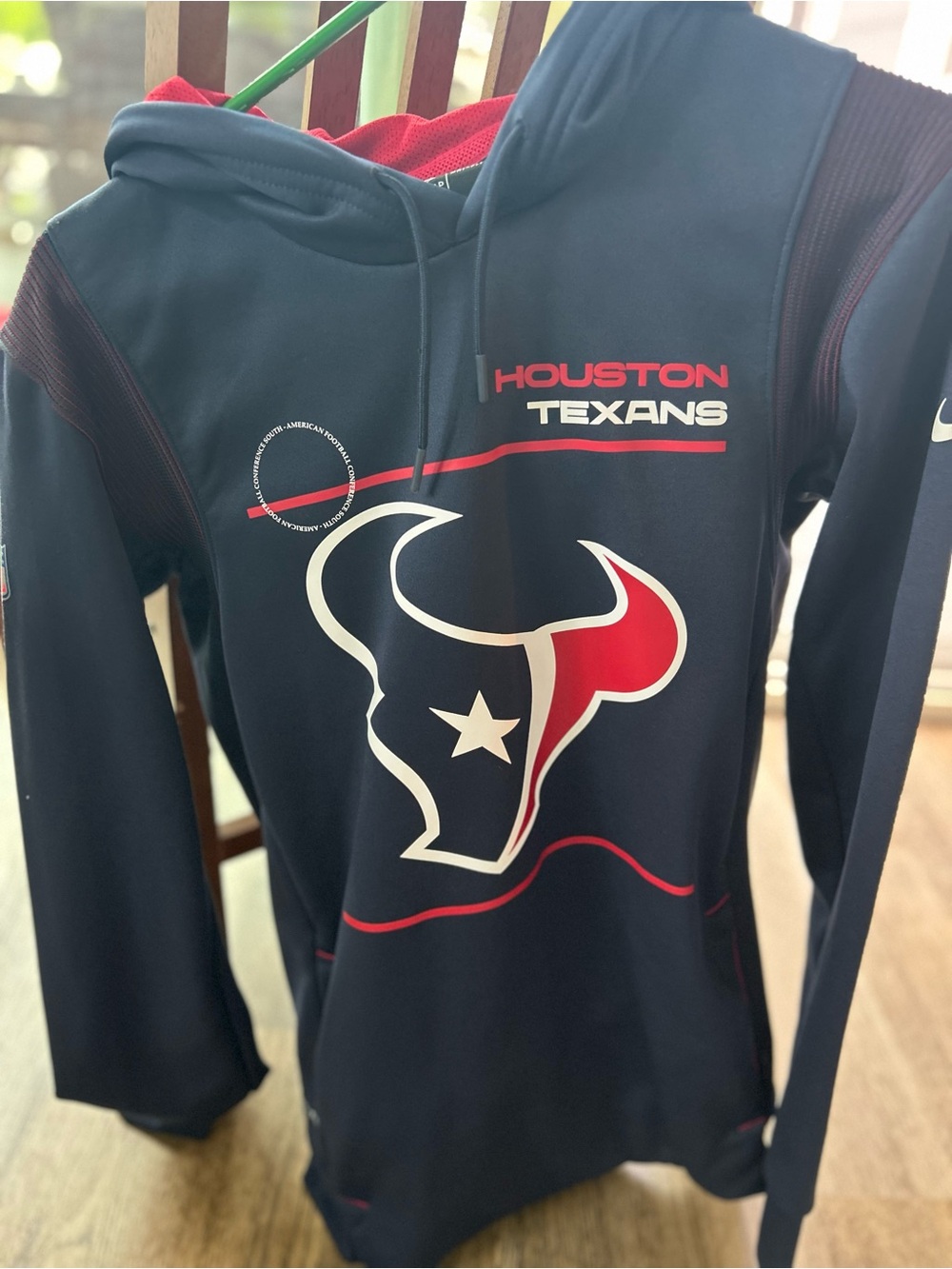 NFL Houston Texans Navy and Red Hooded Dri-FIT Sweatshirt
